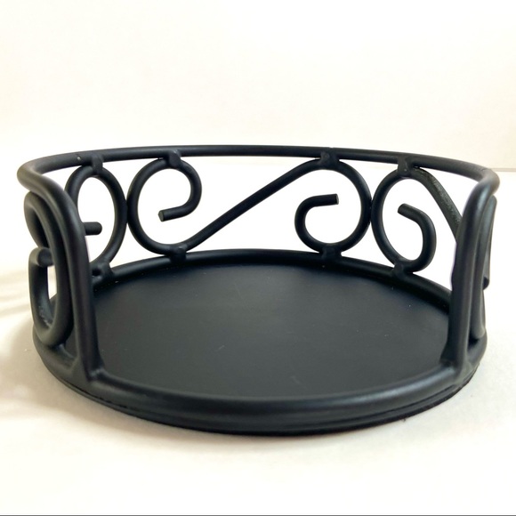 Black Iron Scroll Coaster Holder with Marble Coasters - Picture 4 of 14